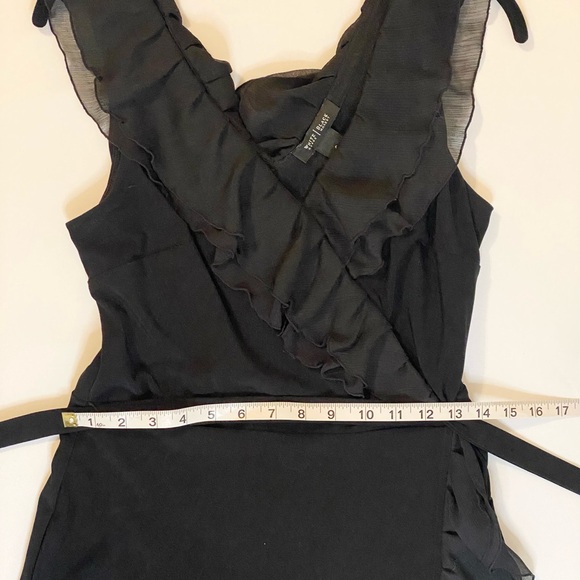 White House Black Market Black Coquette Chiffon Ruffle Wrap Dress | Size 6 - Picture 6 of 9